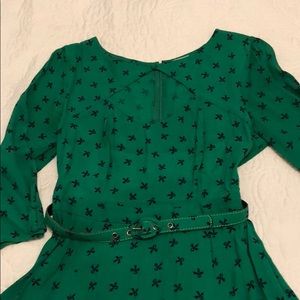 Cooperative Green with Black Bow Print Dress 👗